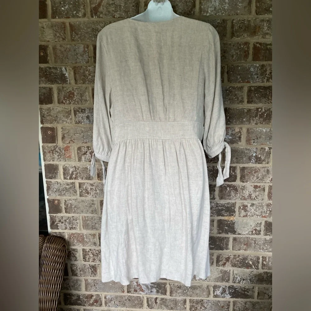 Anthropologie Beige Button-Front Mini Dress